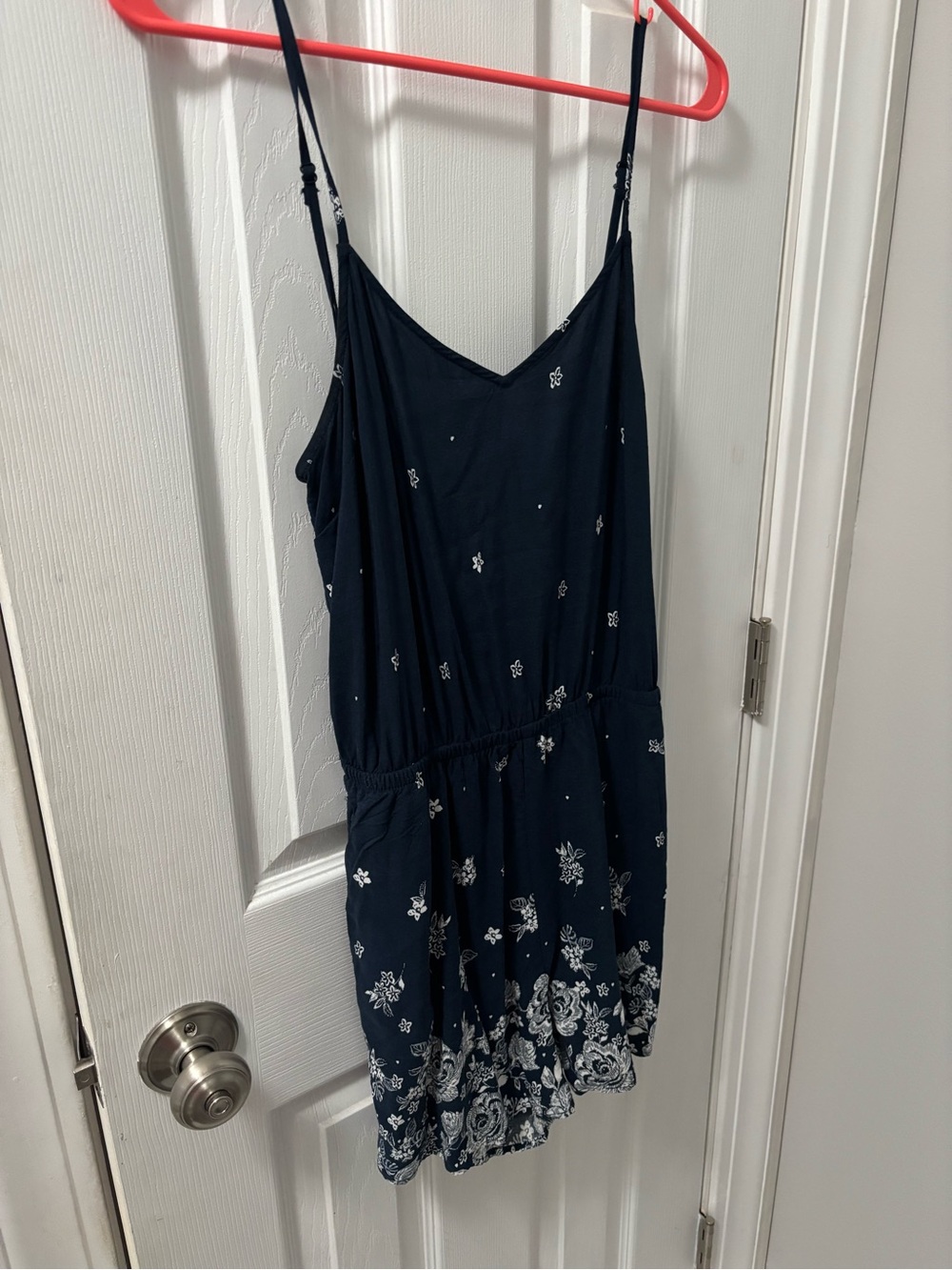 Women's Navy Floral Slip Romper